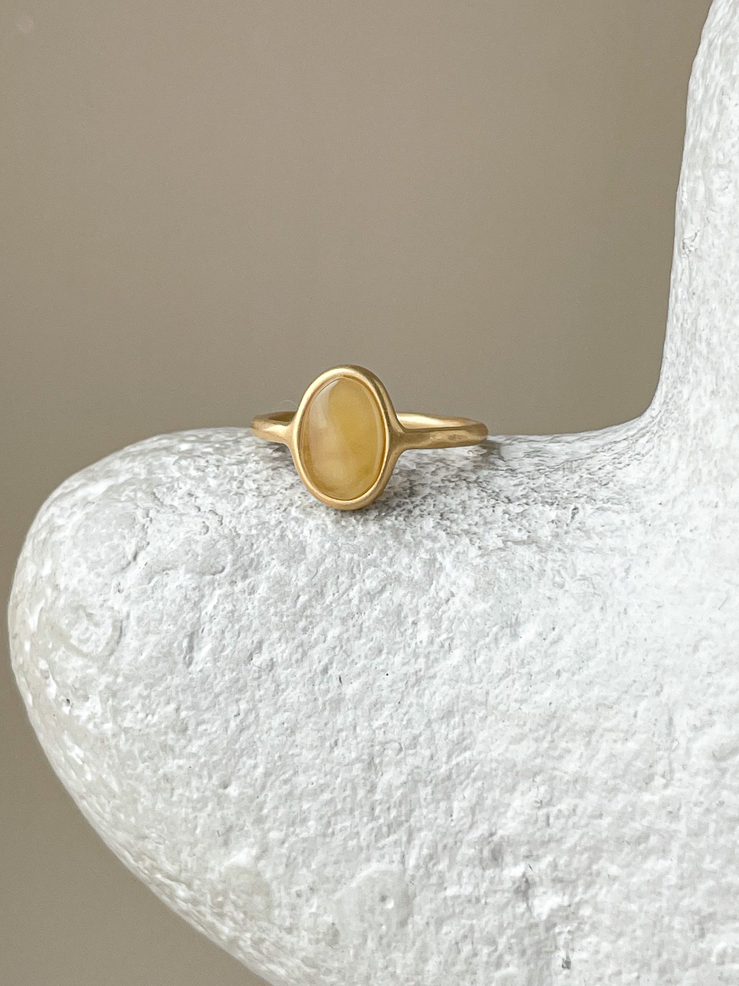Matte amber ring - Gold plated silver - Thin ring collection- Size 5 1/2