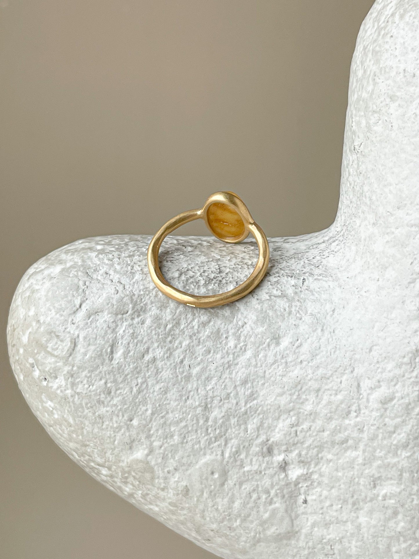 Matte amber ring - Gold plated silver - Thin ring collection- Size 5 1/2