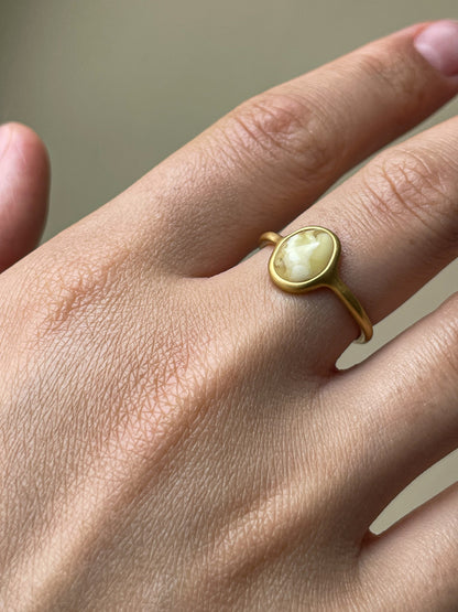 Mate amber ring - Gold plated silver - Statement ring collection 
