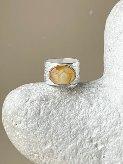 Butterscotch amber ring - Sterling silver - Statement ring collection