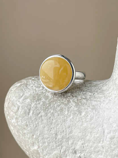 Large sterling ring with square amber, size 7