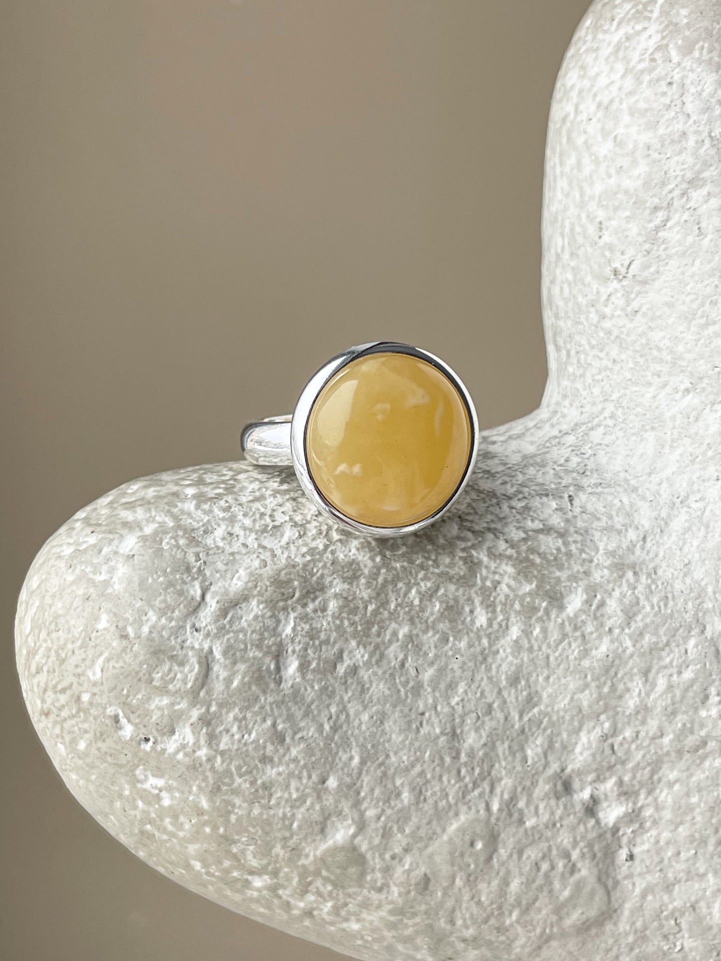 Large sterling ring with square amber, size 7