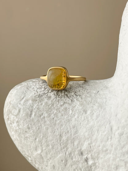 Honey amber ring - Gold plated silver - Thin style collection - Size 8 1/4