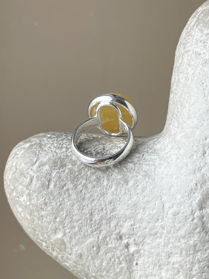 Large sterling ring with square amber, size 7