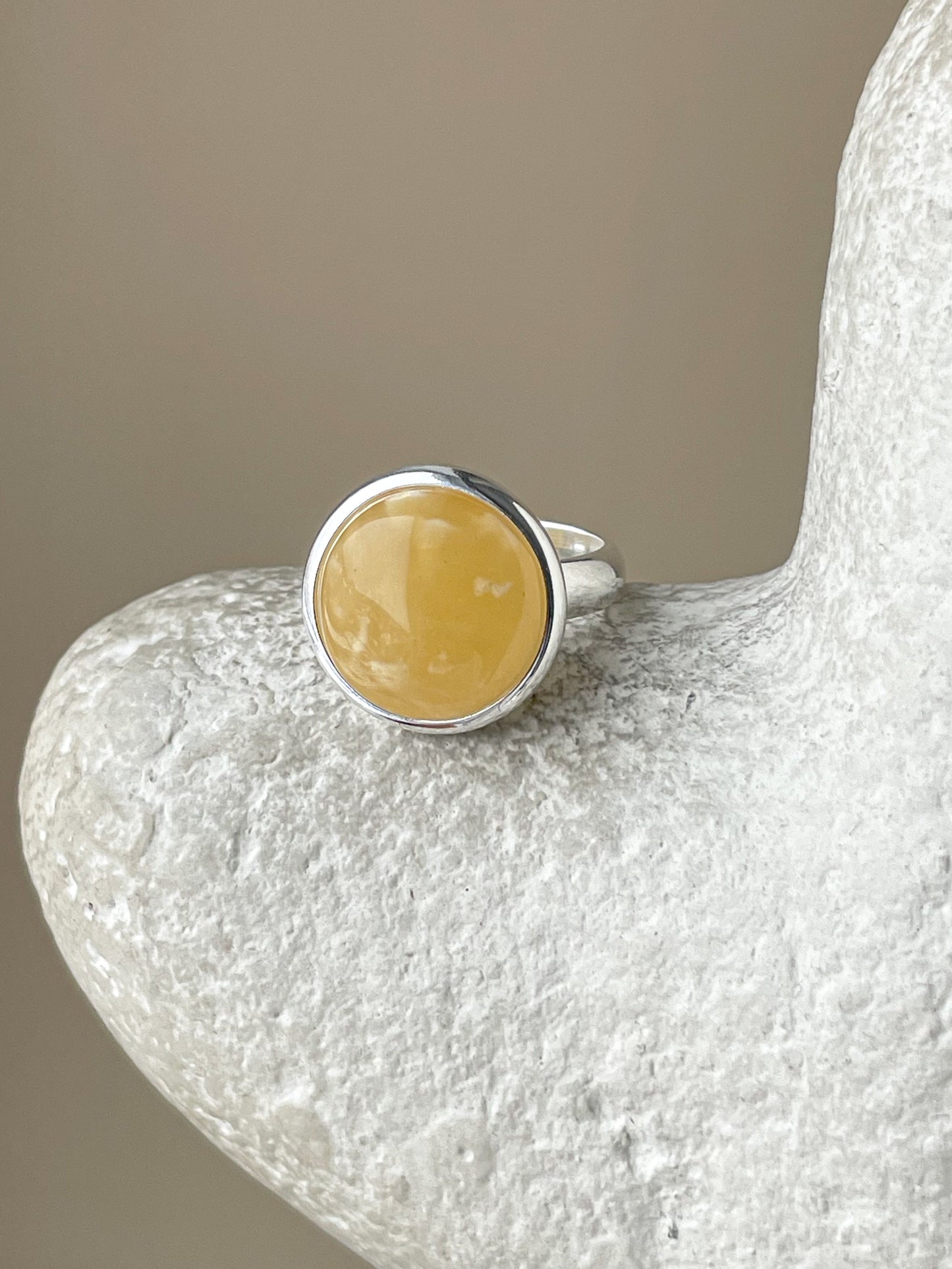 Large sterling ring with square amber, size 7