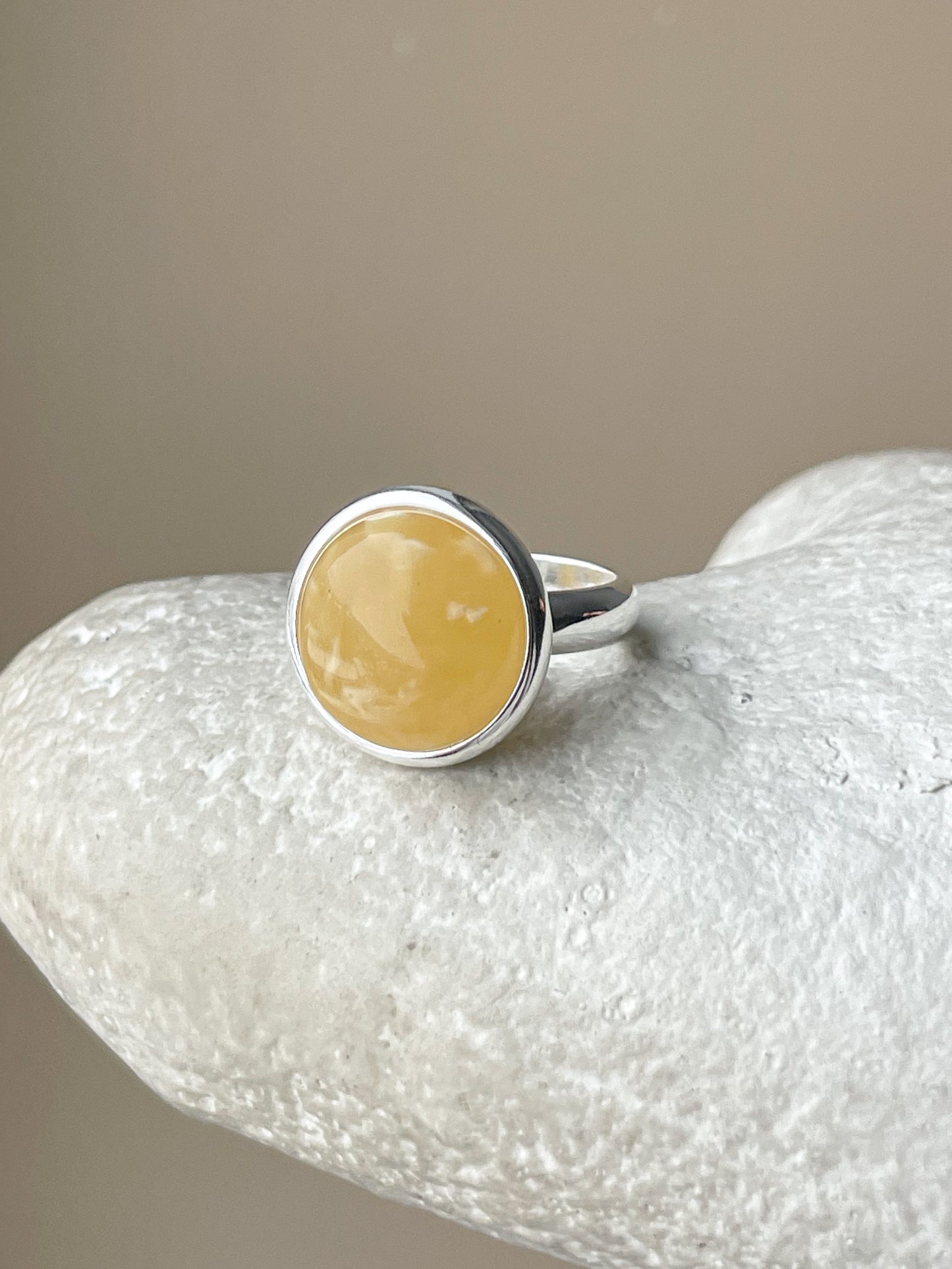 Large sterling ring with square amber, size 7