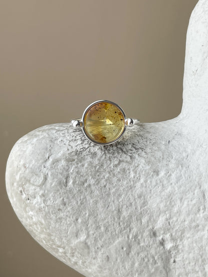 Honey amber ring - Sterling silver - Vintage style collection - Size 9