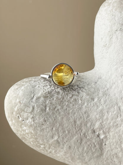 Honey amber ring - Sterling silver - Vintage style collection - Size 9