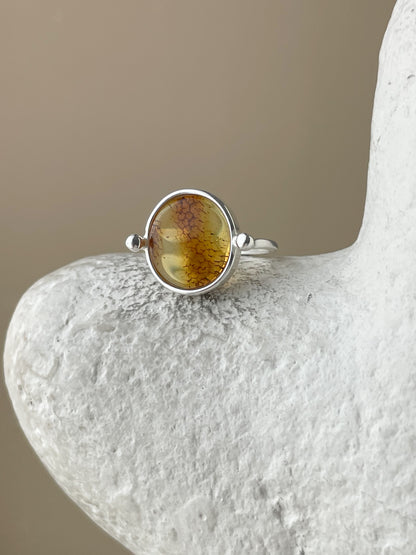 Honey amber ring - Sterling silver - Vintage style collection - Size 7 1/4