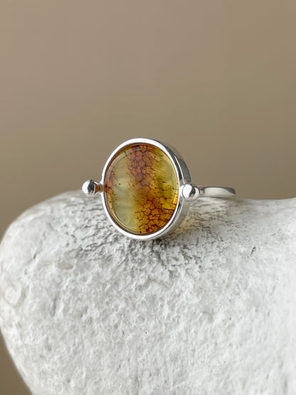 Honey amber ring - Sterling silver - Vintage style collection - Size 7 1/4