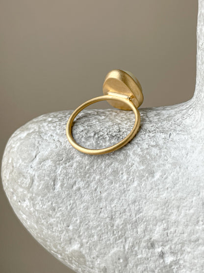 Butterscotch amber ring - Gold plated silver - Thin ring collection - Size 6 1/2