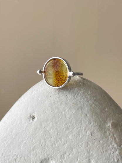 Honey amber ring - Sterling silver - Vintage style collection - Size 7 1/4